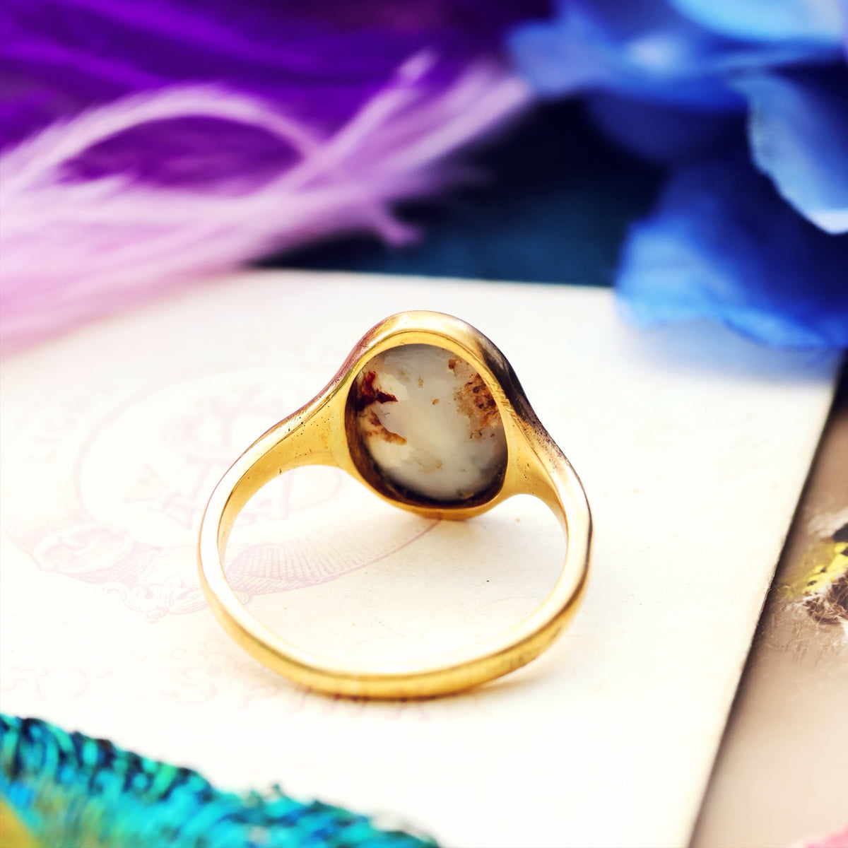 Antique Fiery Magic Black Opal Ring
