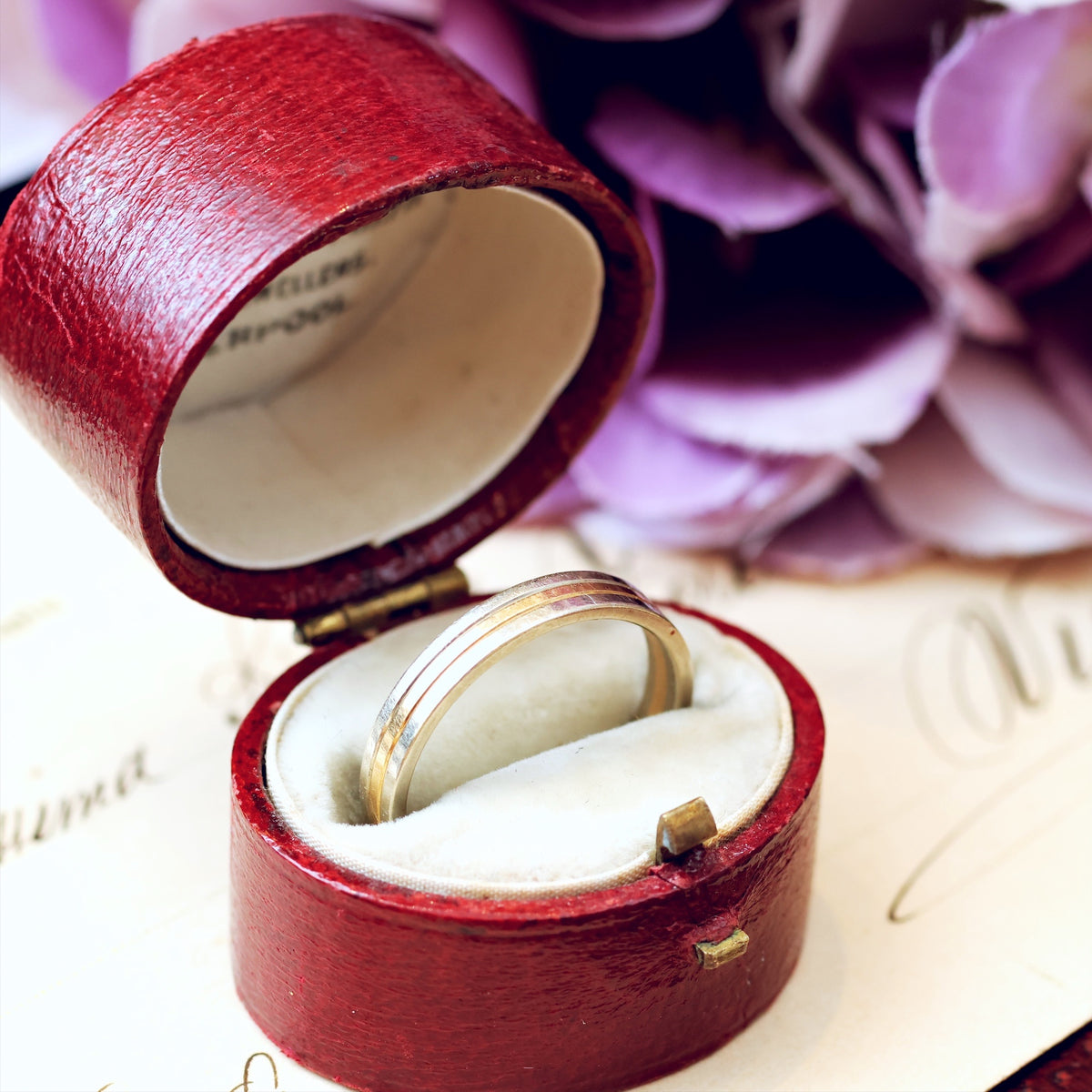 Vintage Italian Size 'L' or '5.75' Two-Colour 14ct Gold Band Ring