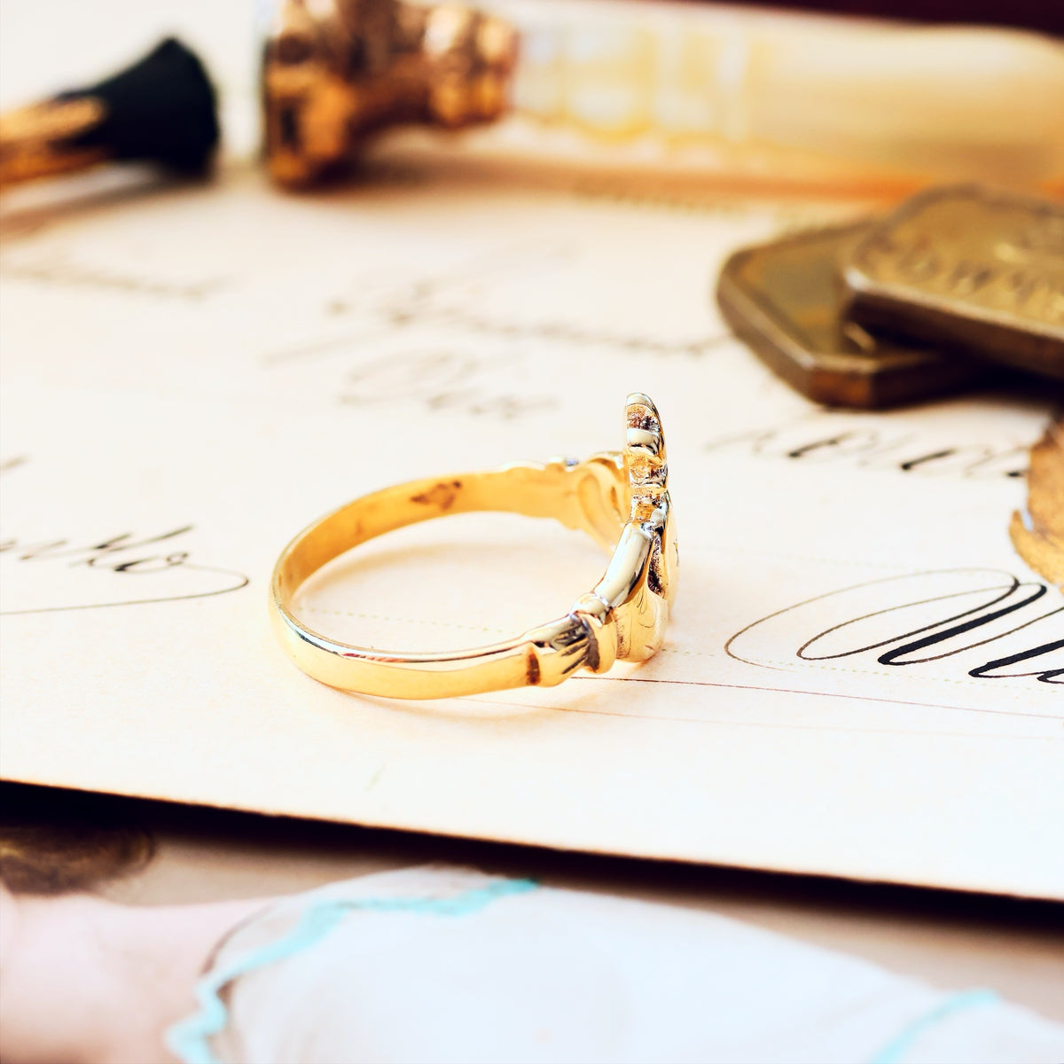 Recycled 9ct Gold & Diamond Claddagh Ring