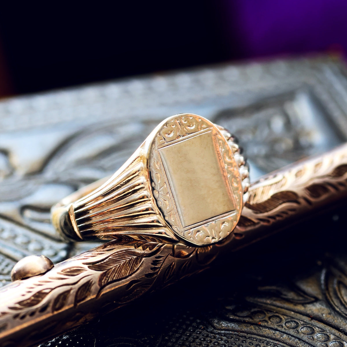 Vintage Styled Recycled Silver Signet Ring