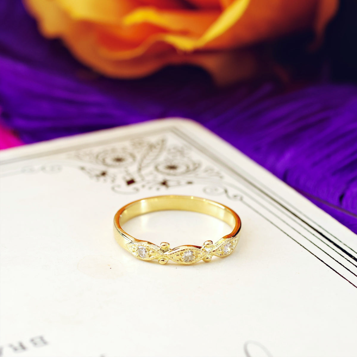 Vintage Style Recycled 18ct Gold & Diamond Ring