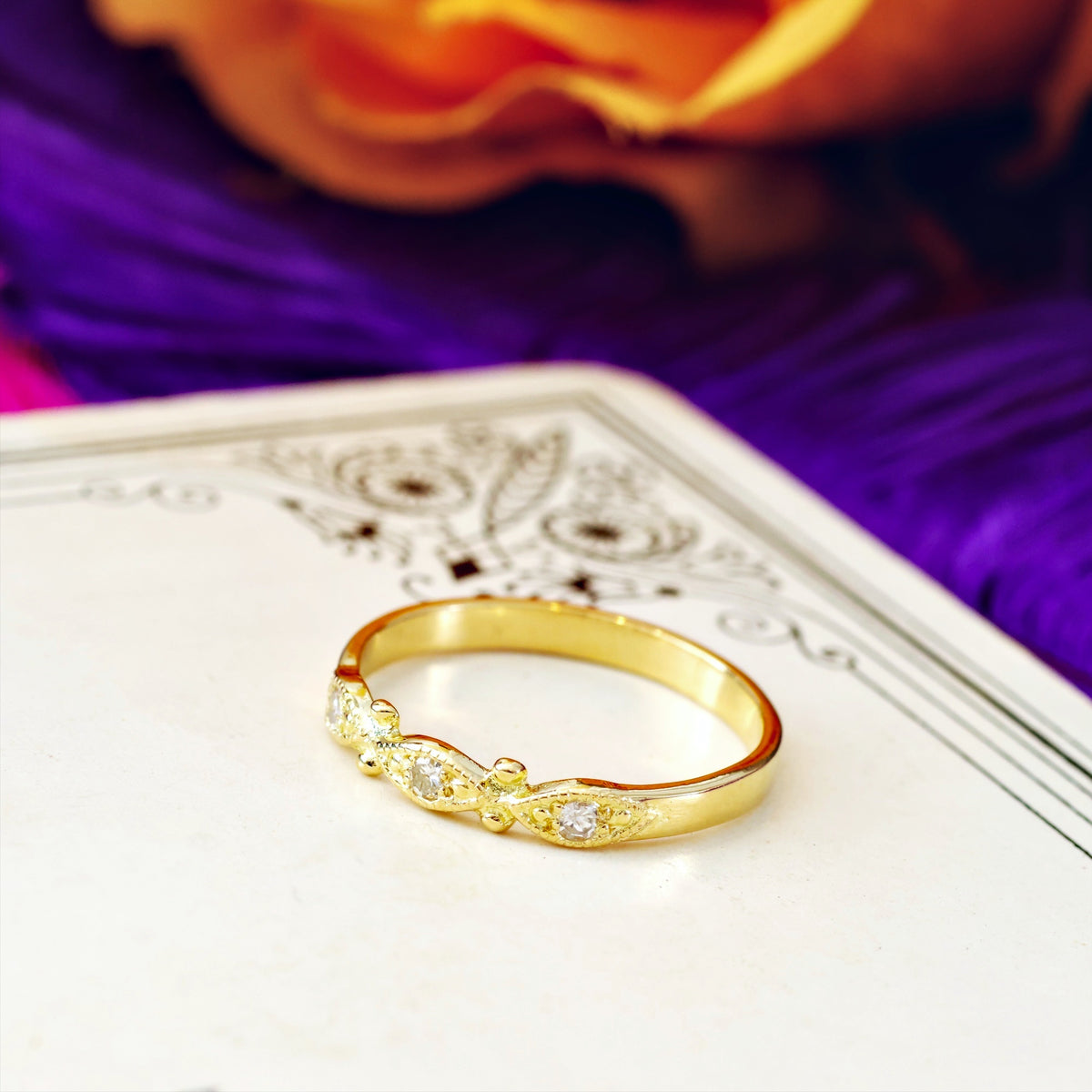 Vintage Style Recycled 18ct Gold & Diamond Ring