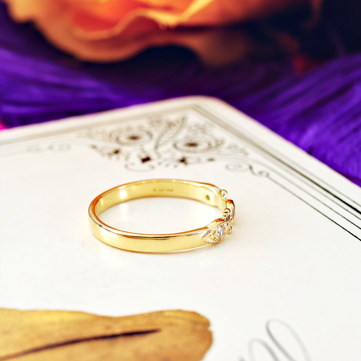 Vintage Style Recycled 18ct Gold & Diamond Ring