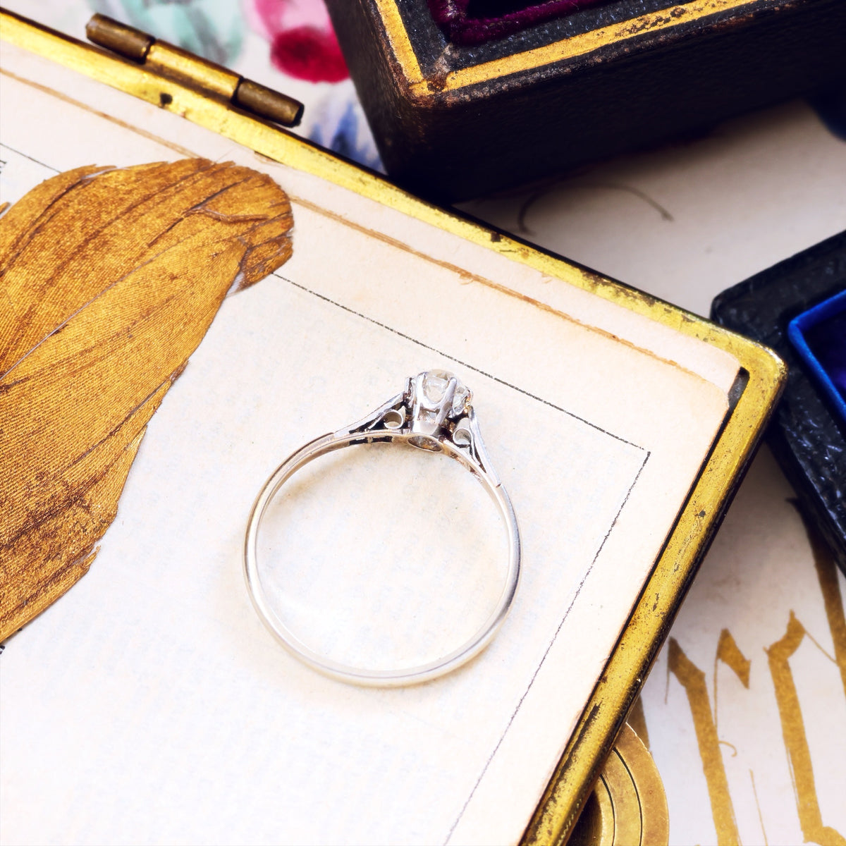 Recycled Old Hand Cut Diamond & Platinum Engagement Ring