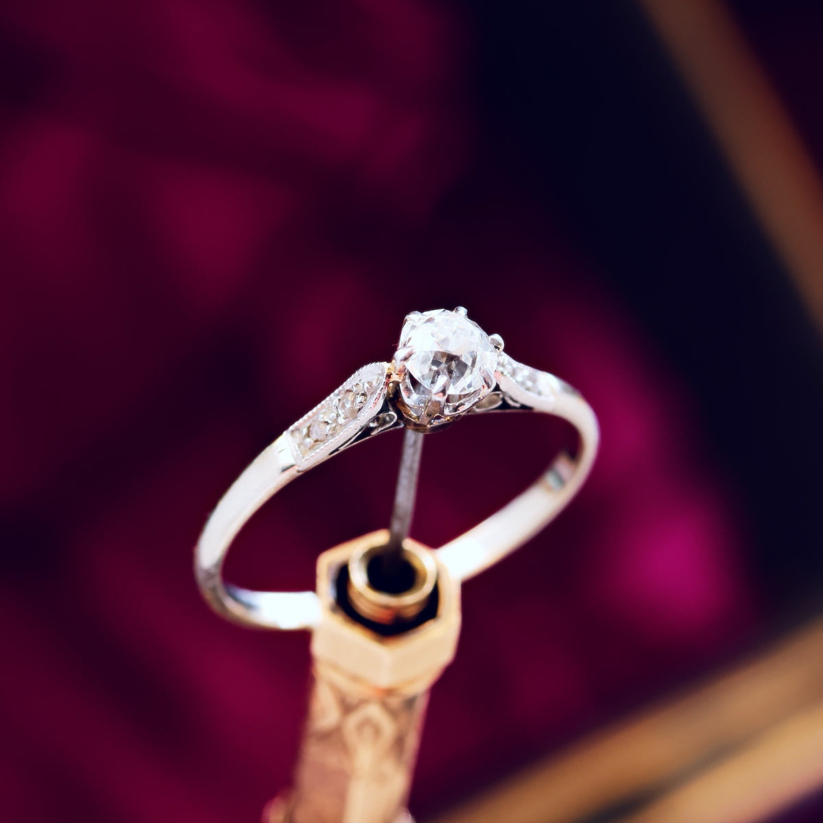 Recycled Old Hand Cut Diamond & Platinum Engagement Ring