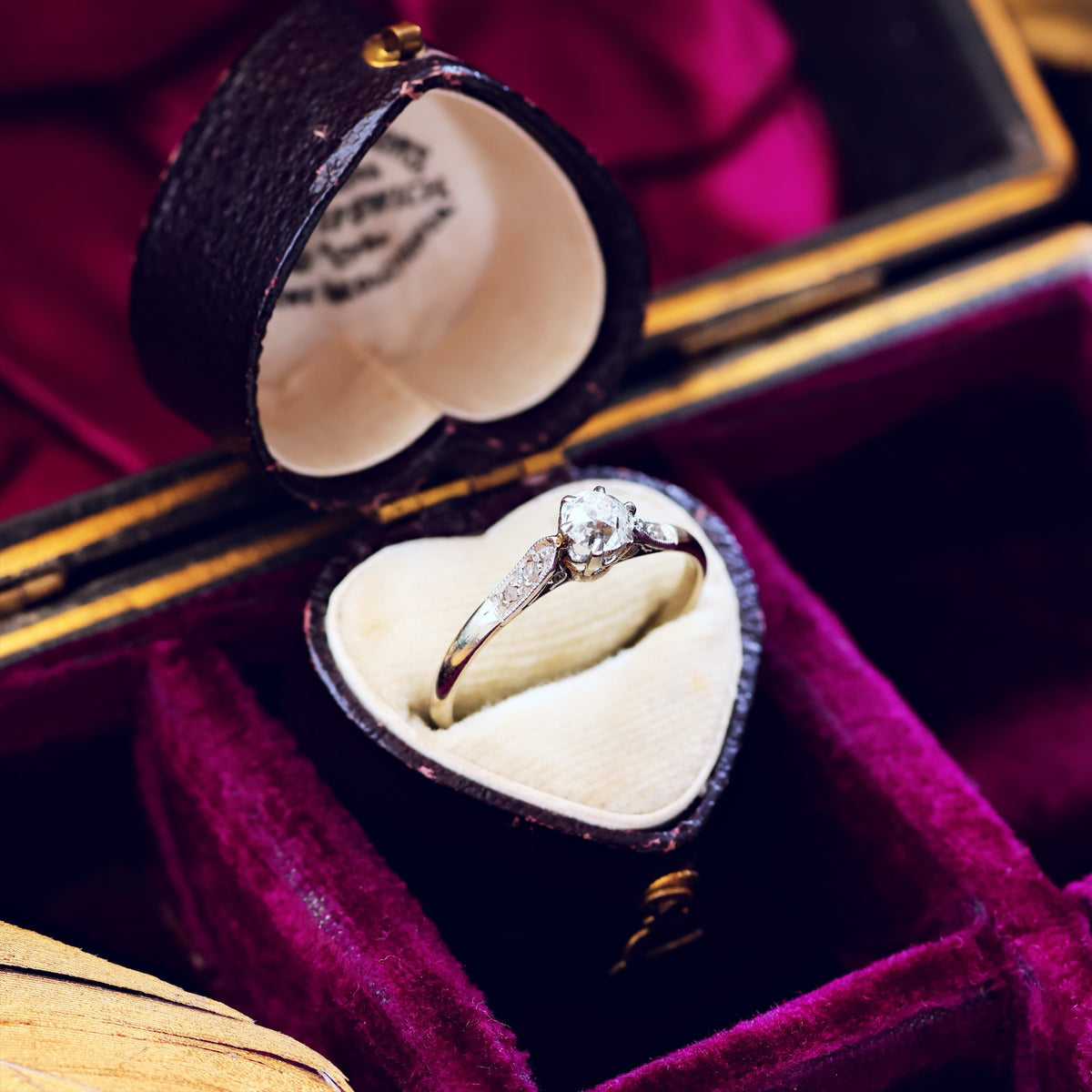 Recycled Old Hand Cut Diamond & Platinum Engagement Ring