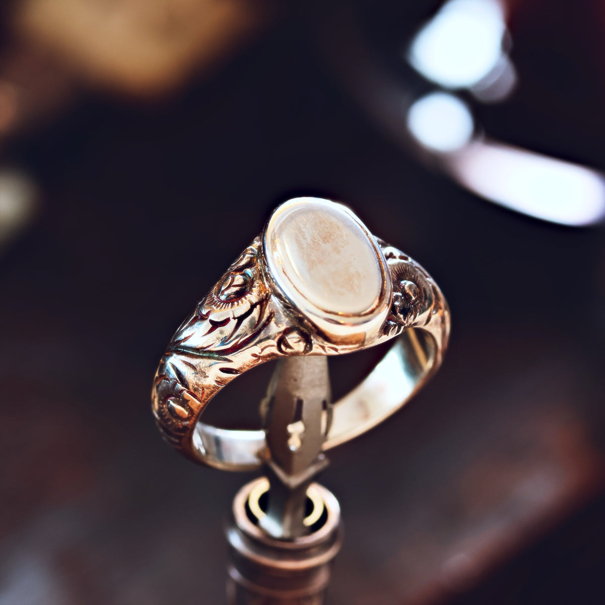 Ornate Rococo Recycled Silver Signet Ring