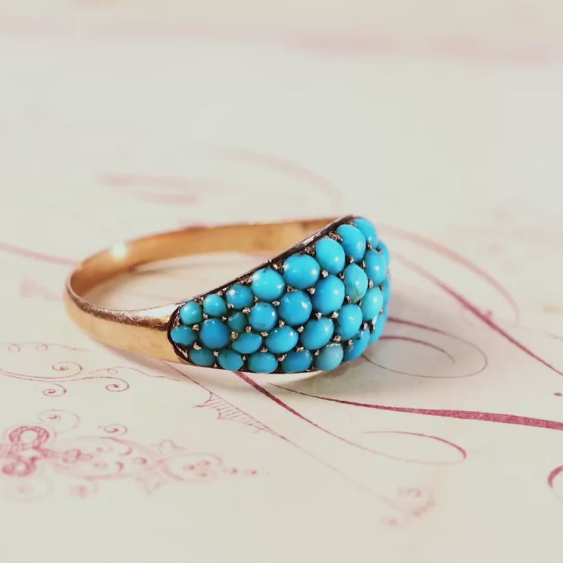 Antique Mid Victorian Pave Persian Turquoise Ring