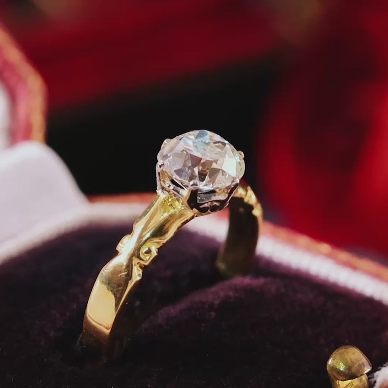 Awesome 1.35ct Mine Cut Diamond Engagement Ring