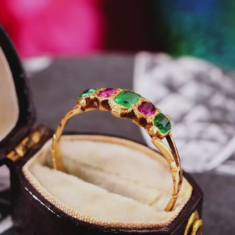 Antique Victorian Emerald & Pink Spinel Ring