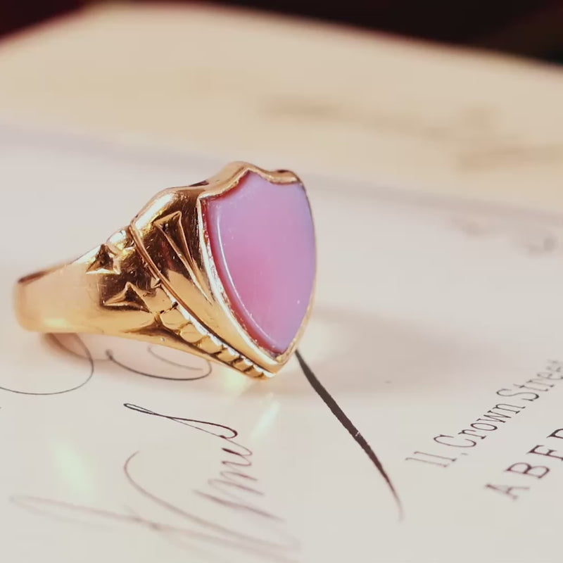 Date 1895 Shield Shaped Sardonyx Signet Ring