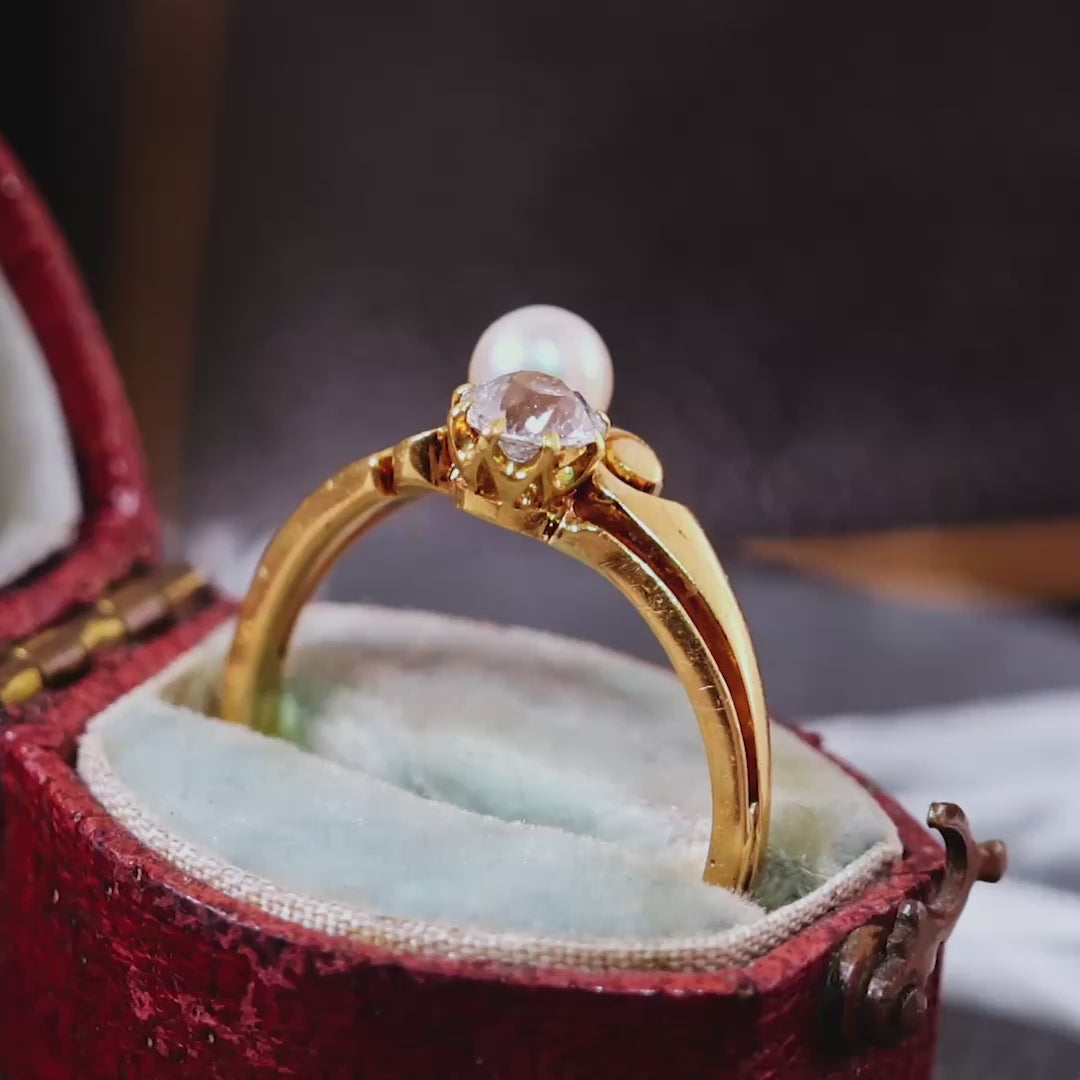 Antique Art Nouveau Pearl & Diamond Ring