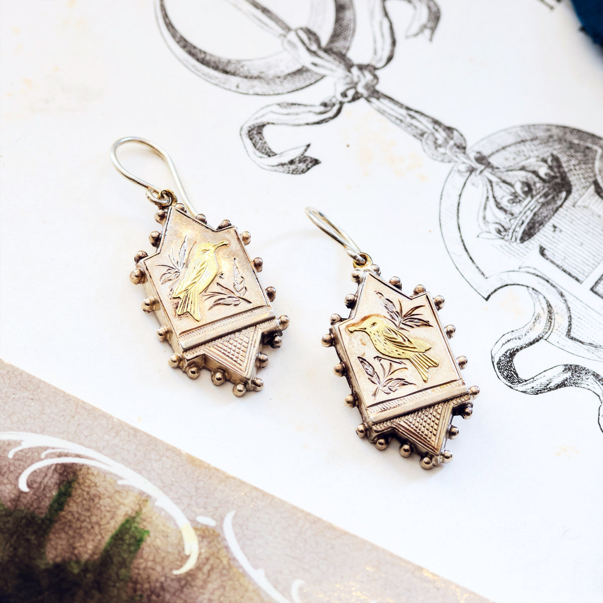 Antique 1880's Silver Aesthetic Movement Earrings