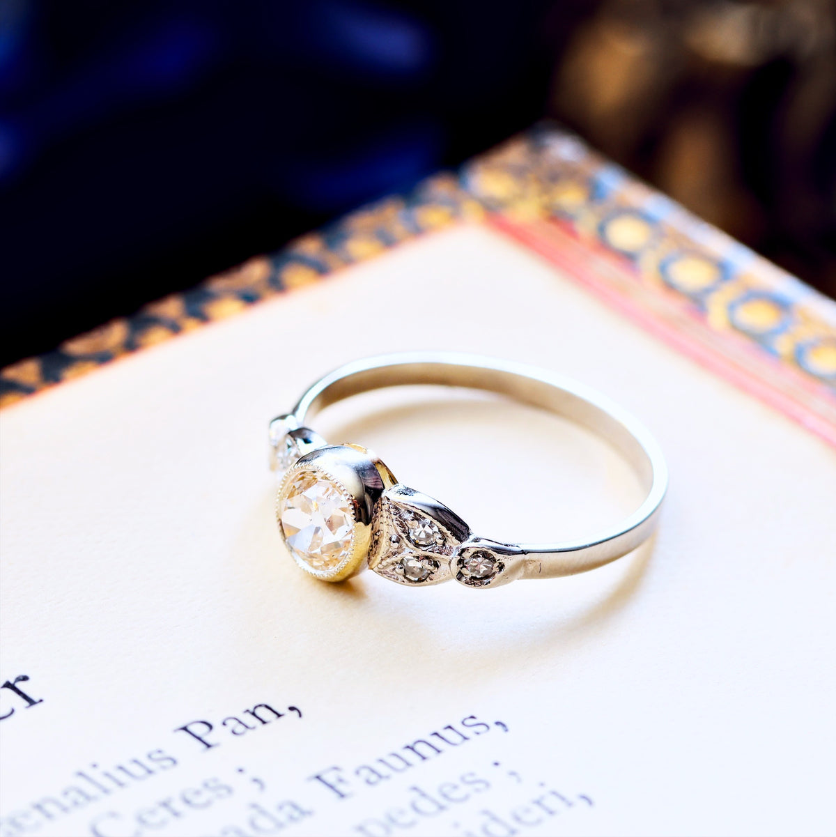 Recycled Hand Cut Diamond Engagement Ring