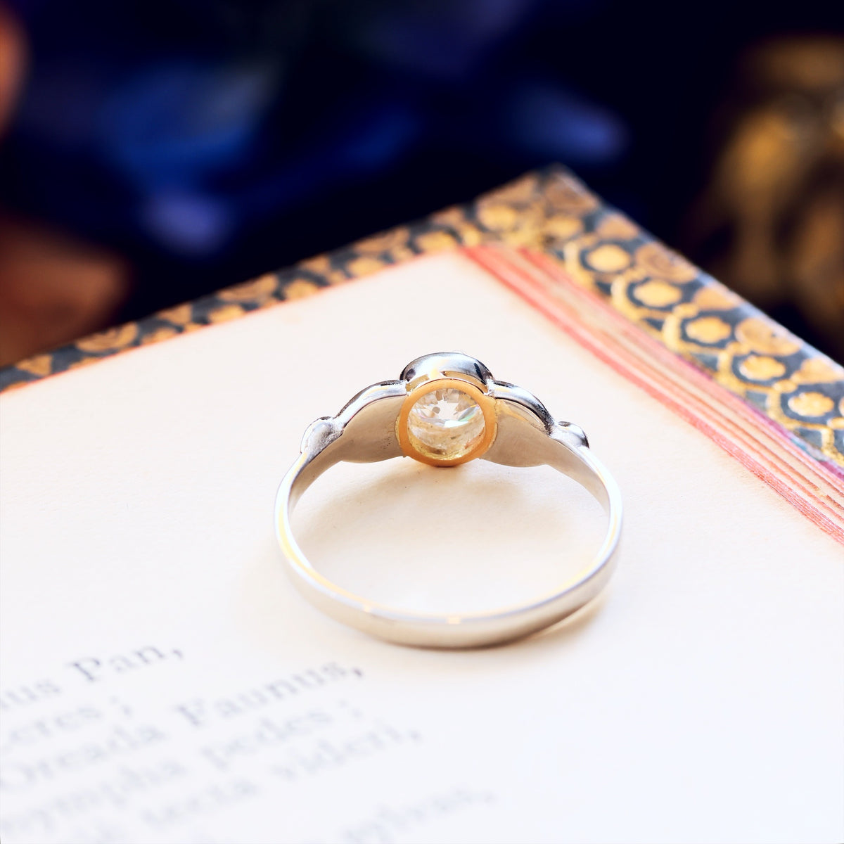 Recycled Hand Cut Diamond Engagement Ring