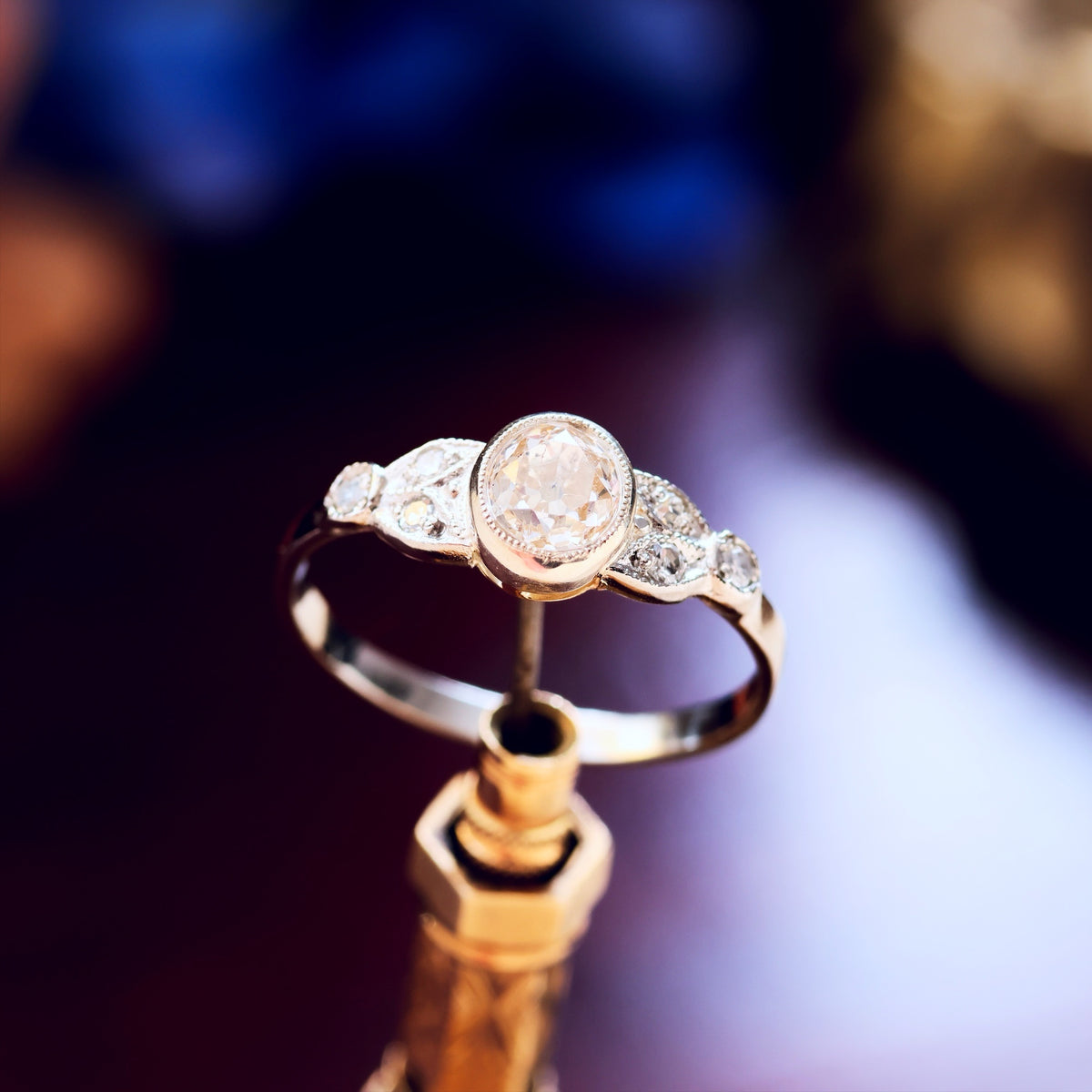 Recycled Hand Cut Diamond Engagement Ring