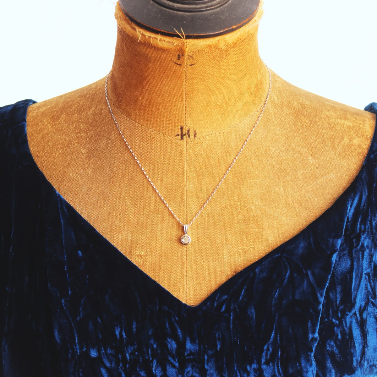 Recycled White Gold Mine-cut Diamond Solitaire Pendant