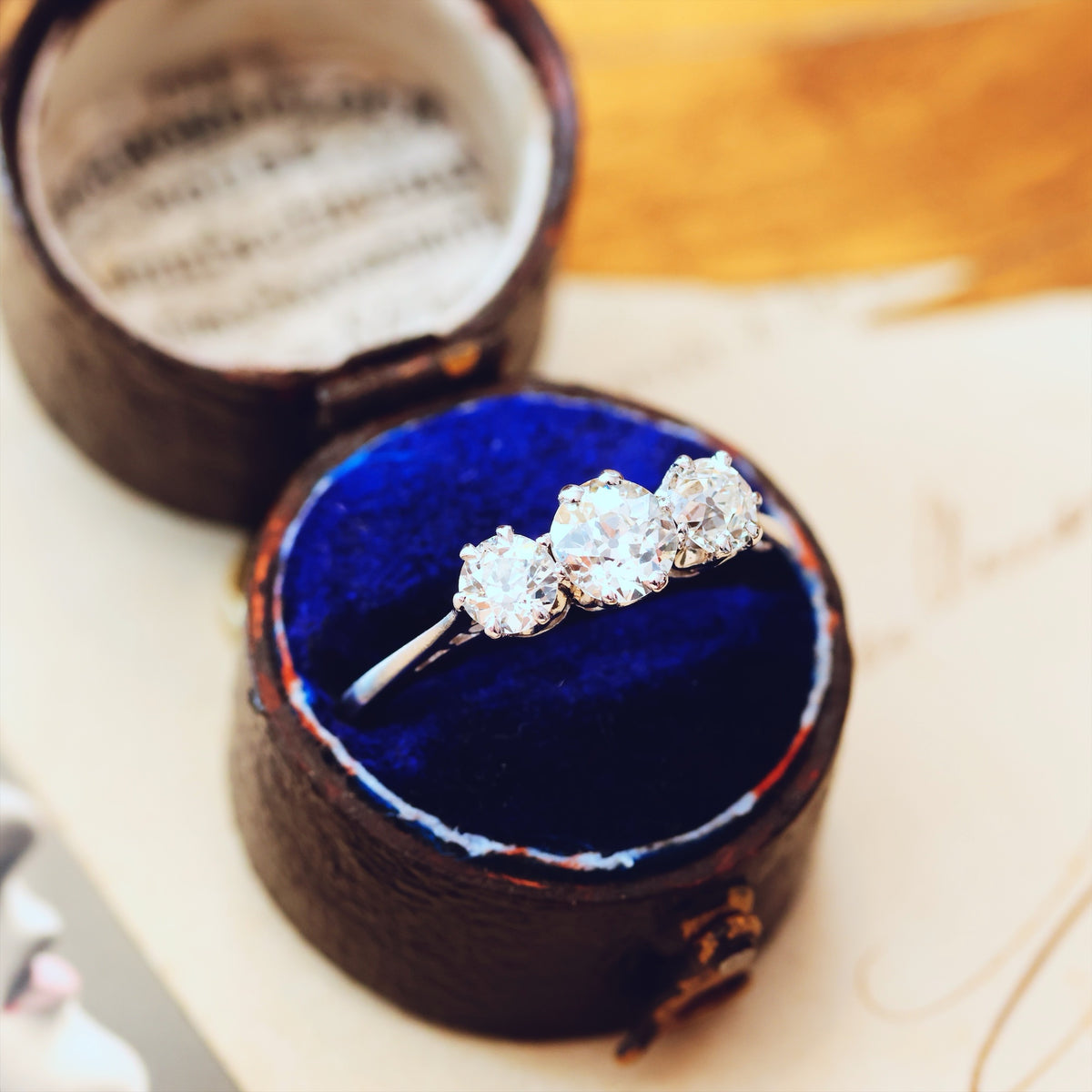 Sublime Quality 1930's Platinum Diamond Trilogy Engagement Ring