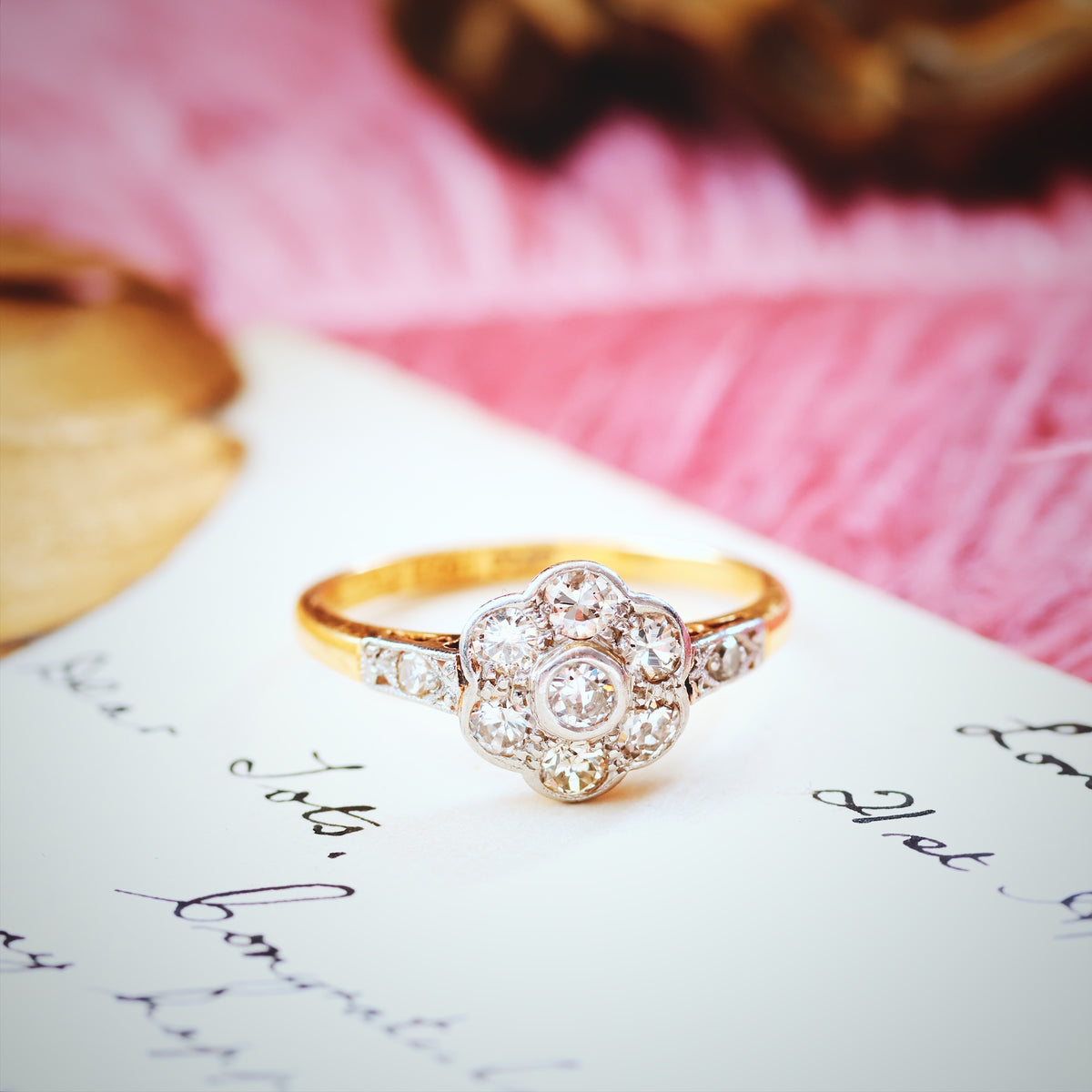 Vintage 1940's Diamond Daisy Engagement Ring
