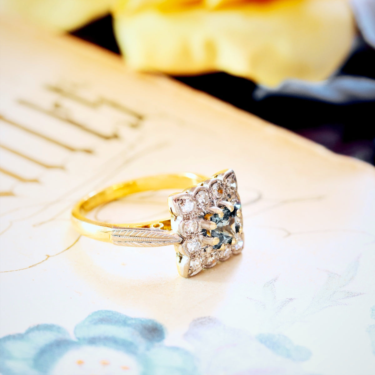 Fancy 1970's Floriate Sapphire & Diamond Dress Ring