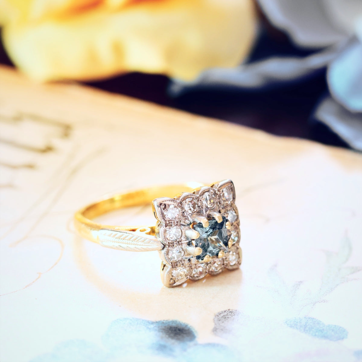 Fancy 1970's Floriate Sapphire & Diamond Dress Ring
