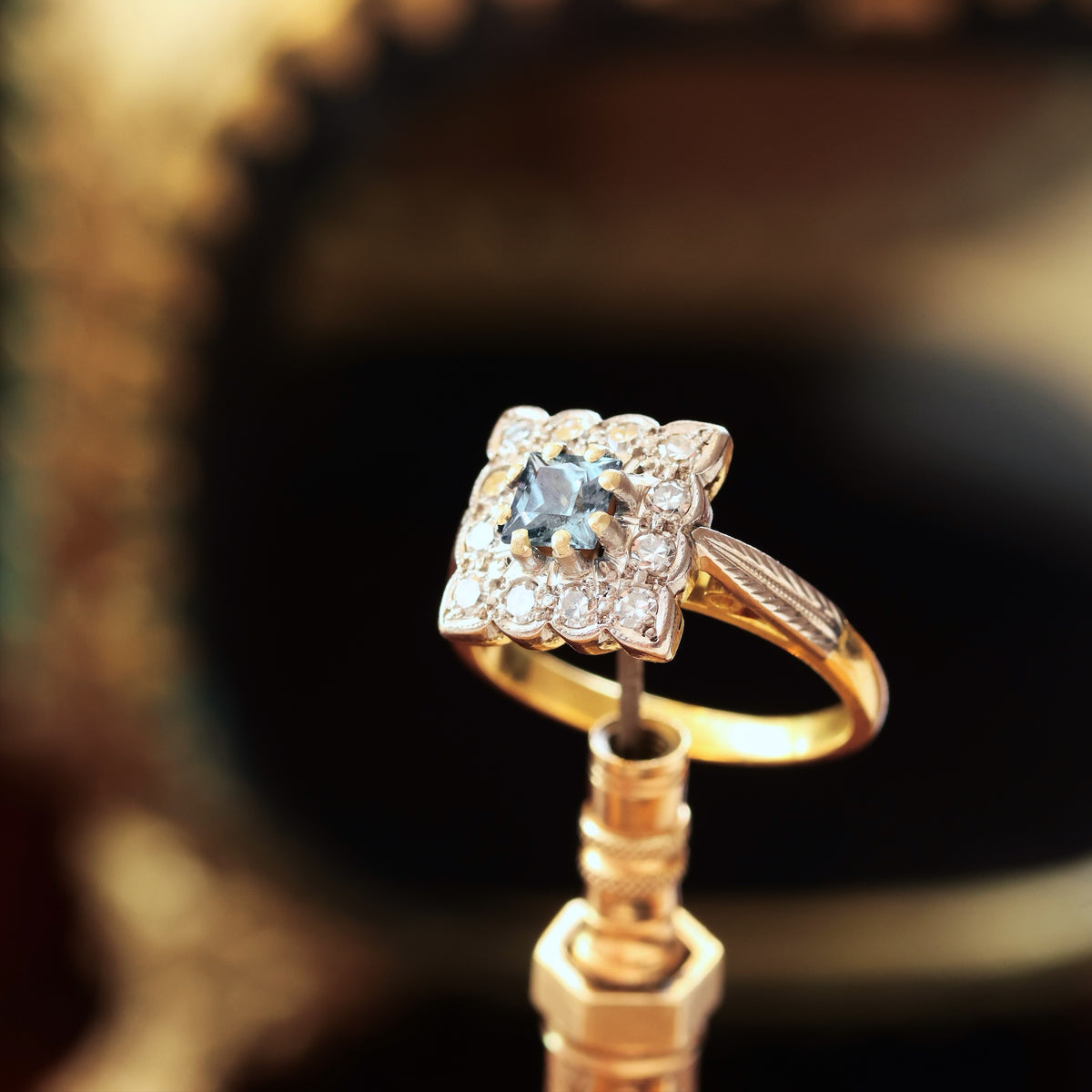 Fancy 1970's Floriate Sapphire & Diamond Dress Ring