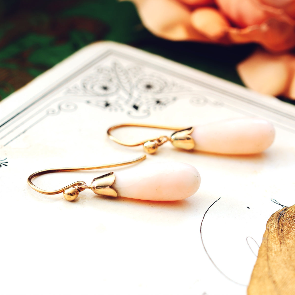 Vintage 'Angel Skin' Pale Pink Coral Earrings