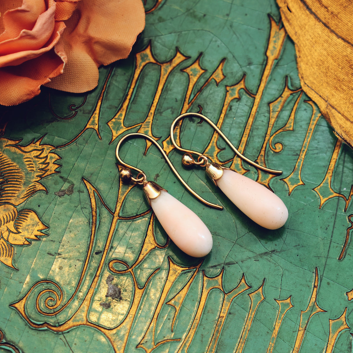 Vintage 'Angel Skin' Pale Pink Coral Earrings