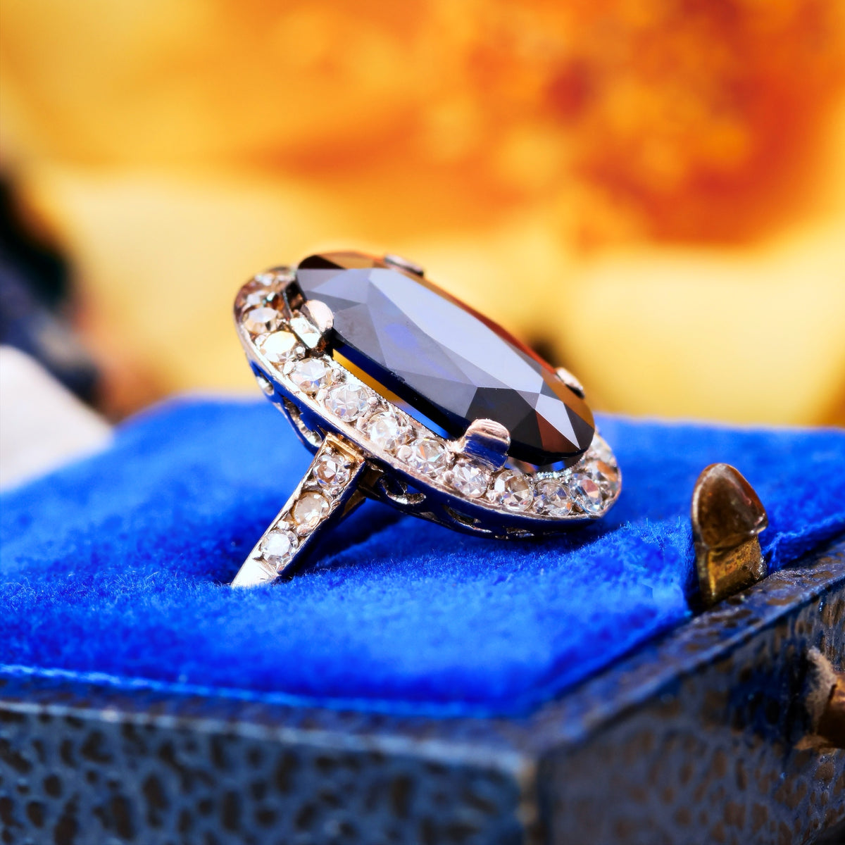 Vintage Certificated Natural Sapphire & Diamond Cocktail Ring