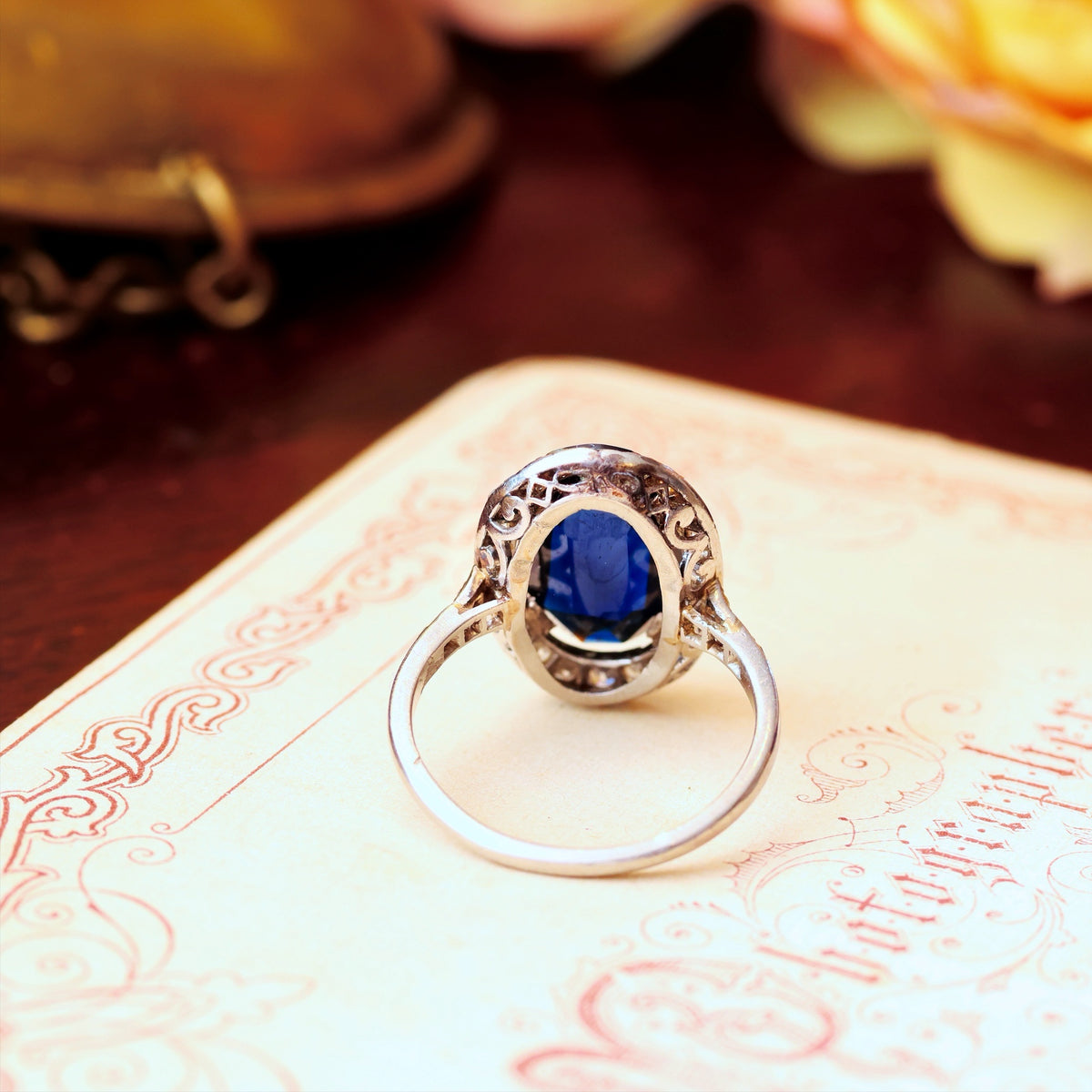 Vintage Certificated Natural Sapphire & Diamond Cocktail Ring