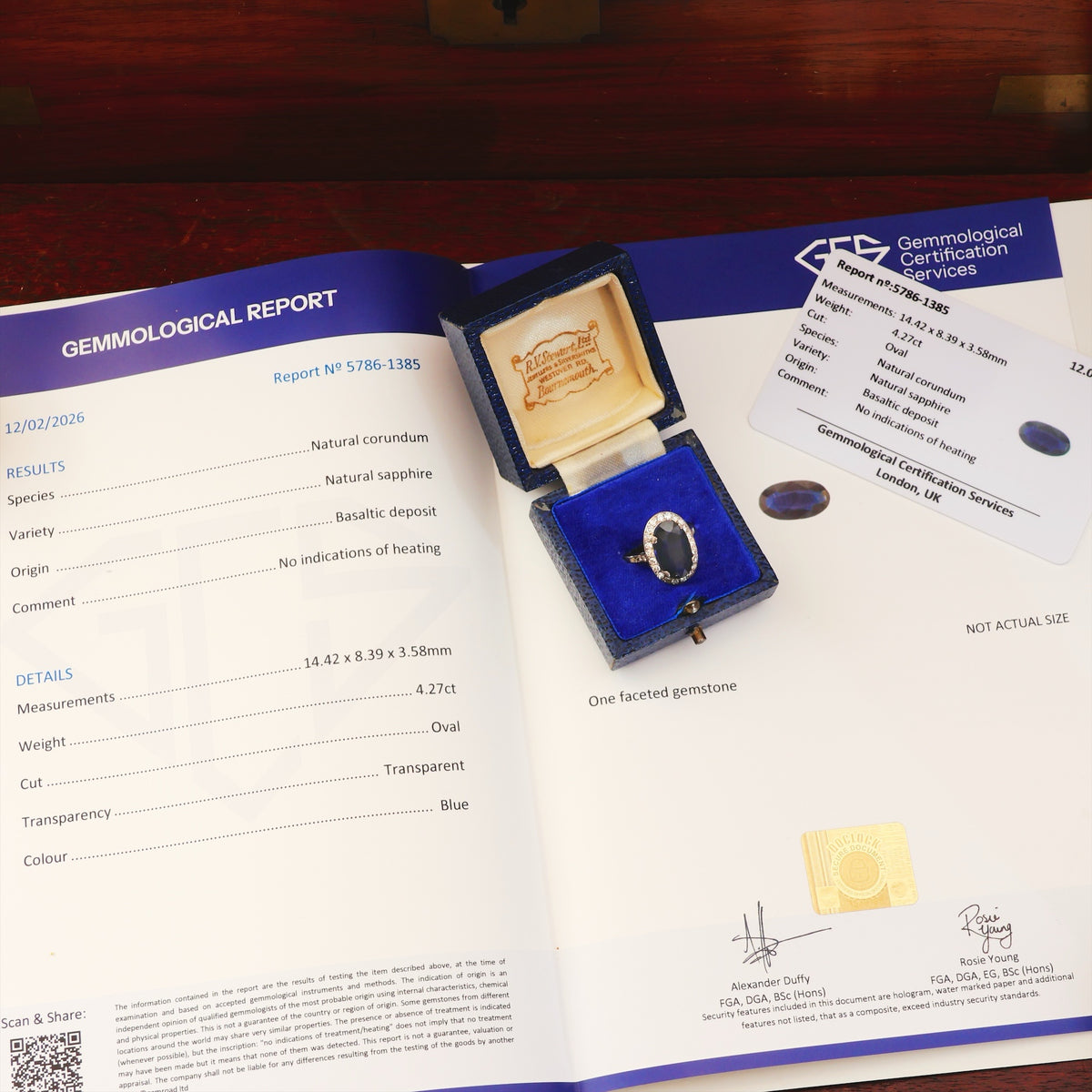 Vintage Certificated Natural Sapphire & Diamond Cocktail Ring