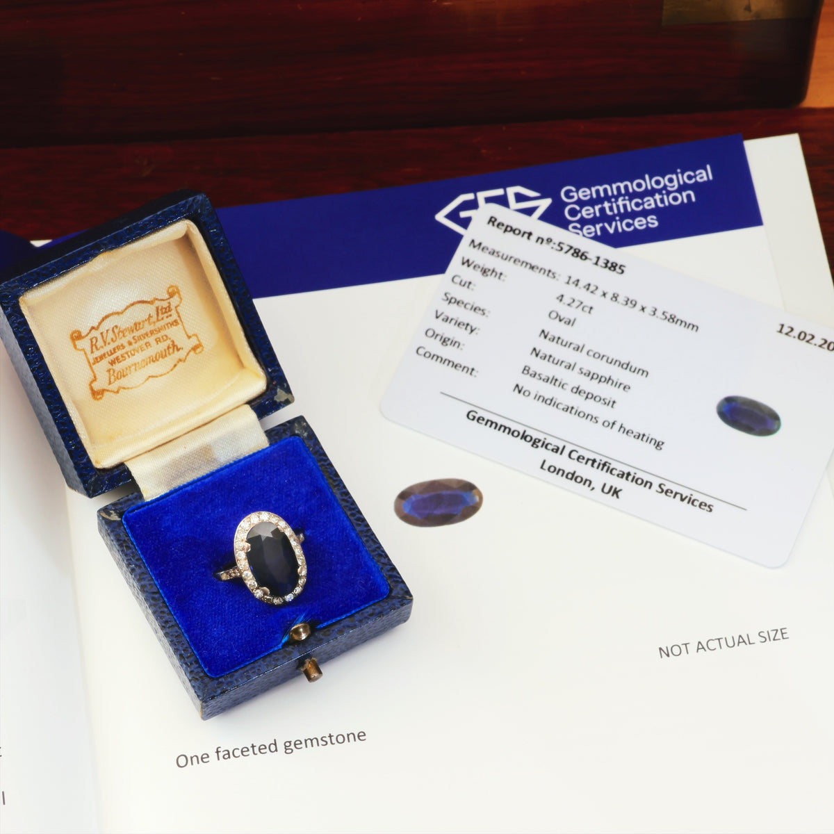 Vintage Certificated Natural Sapphire & Diamond Cocktail Ring