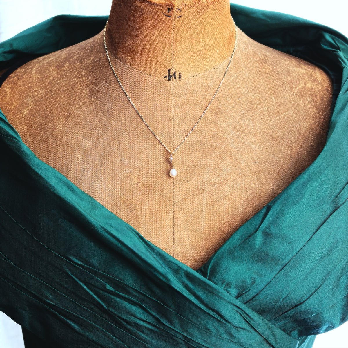 Recycled Vintage Cultured Pearl & Diamond Pendant