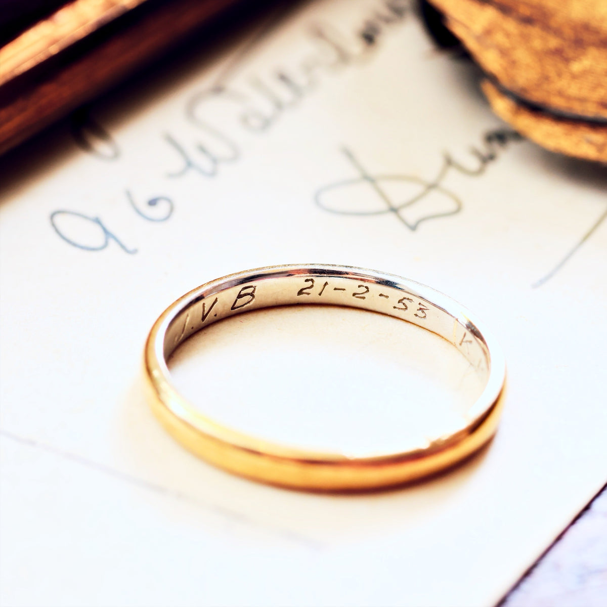 Vintage Date 1953 22ct Gold & Platinum Wedding Band