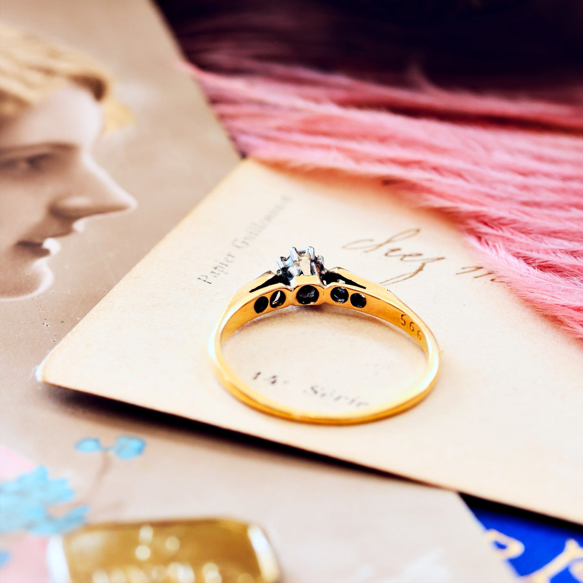 Vintage Hand Cut Diamond Solitaire Engagement Ring