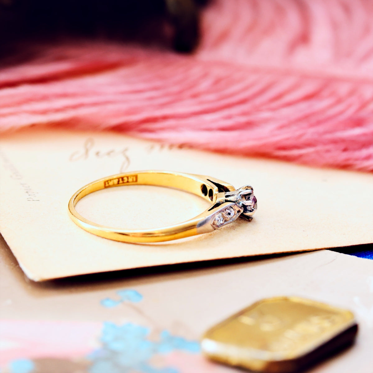Vintage Hand Cut Diamond Solitaire Engagement Ring