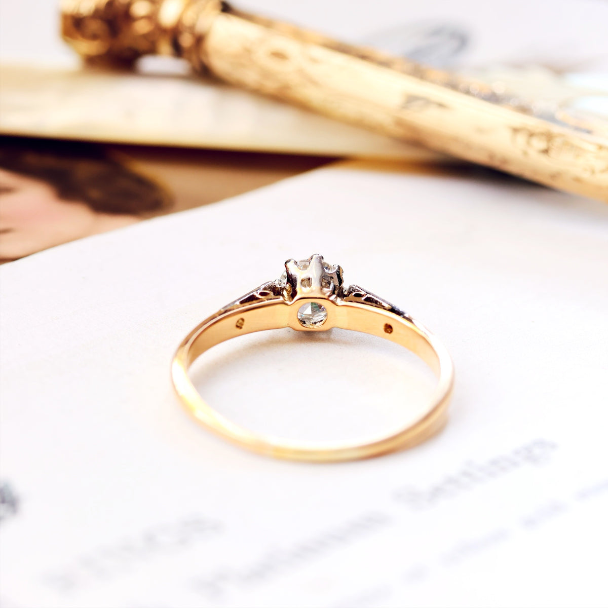Classic Vintage Diamond Solitaire Engagement Ring