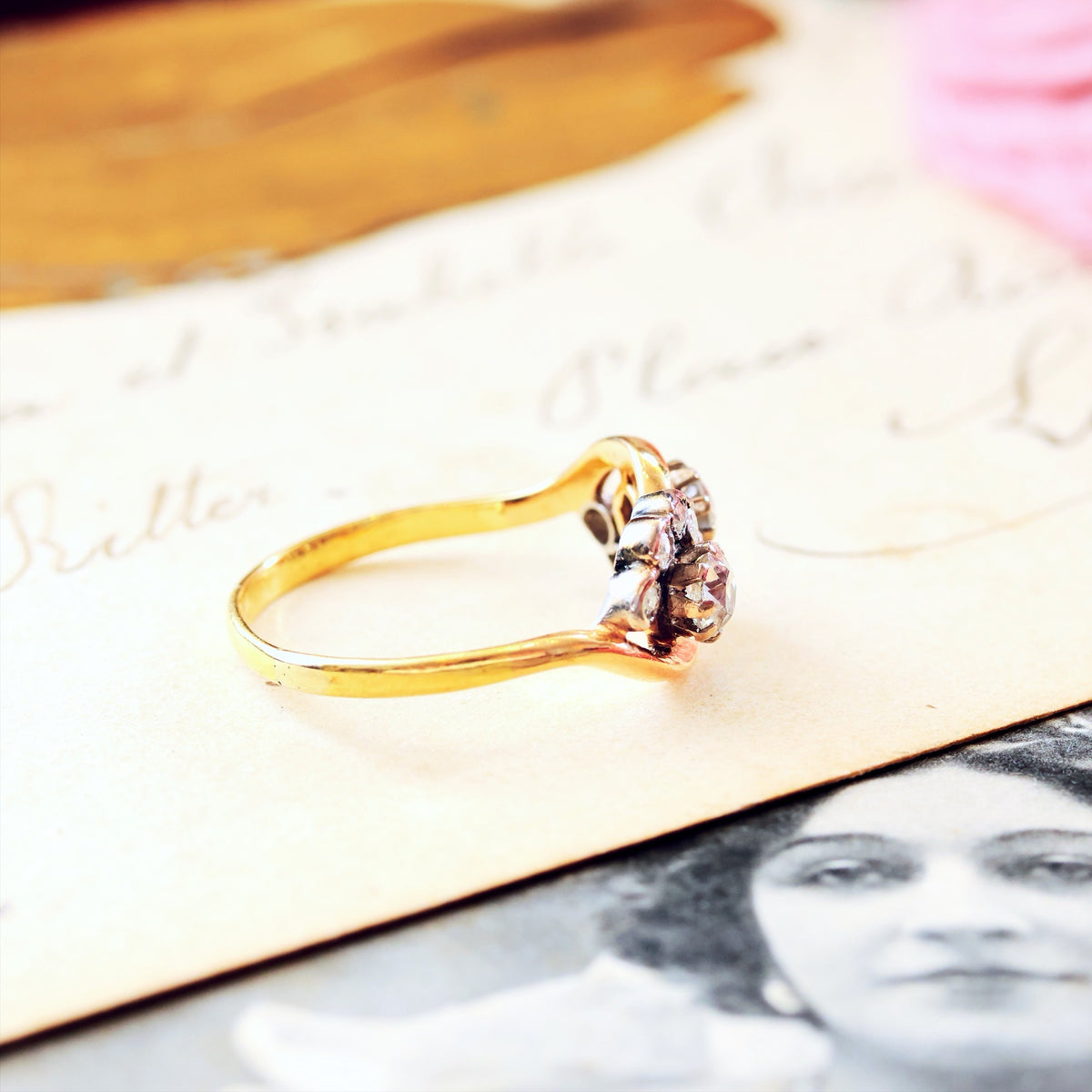 Unique Vintage 'Toi et Moi' Diamond Engagement Ring