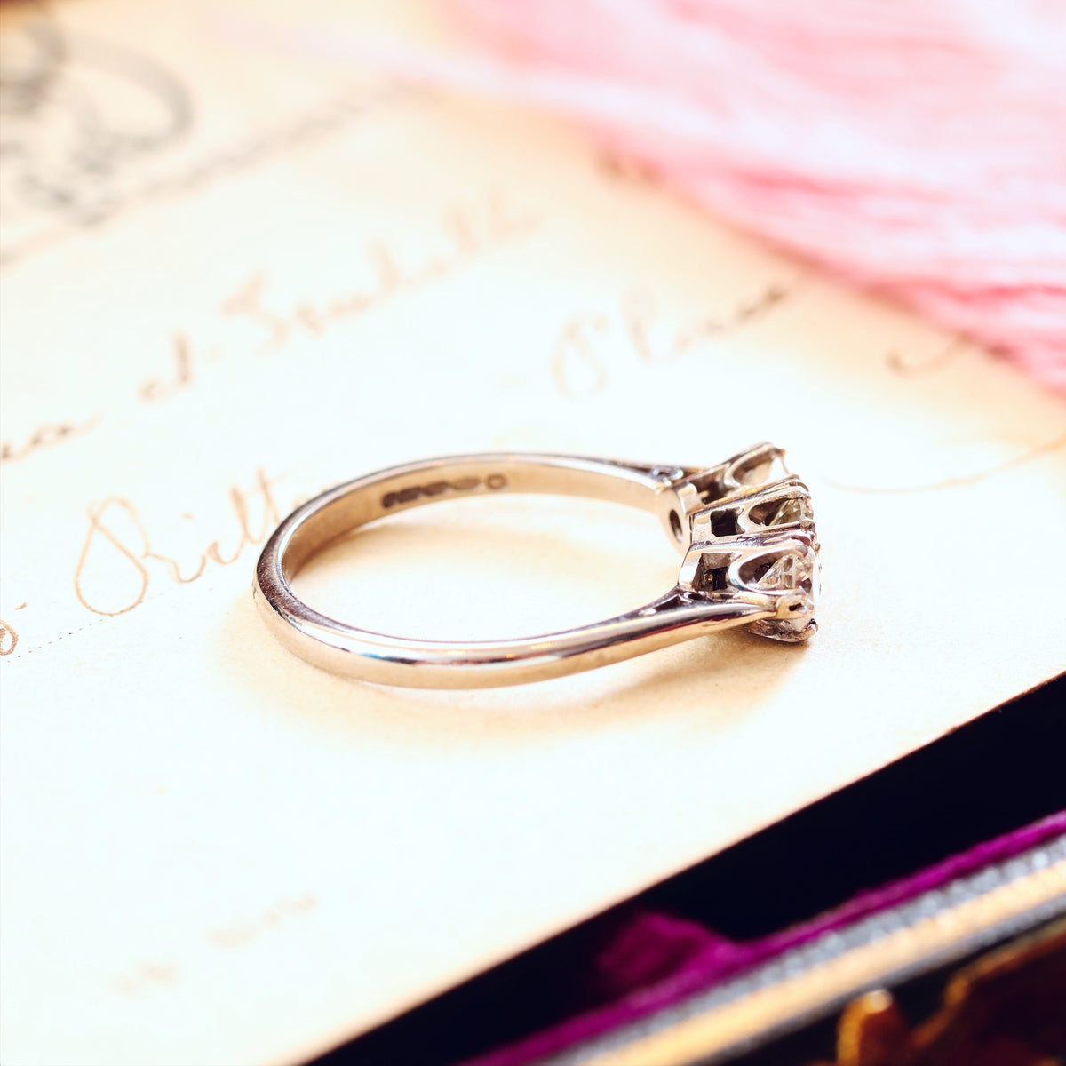 Sparkliest Vintage Diamond Trilogy Engagement Ring