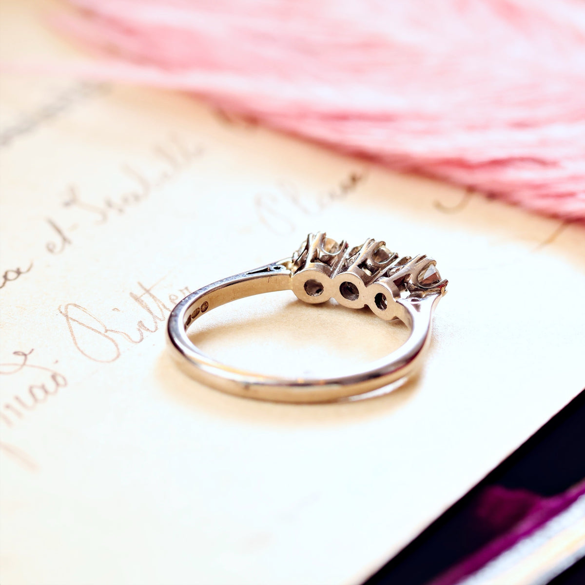 Sparkliest Vintage Diamond Trilogy Engagement Ring