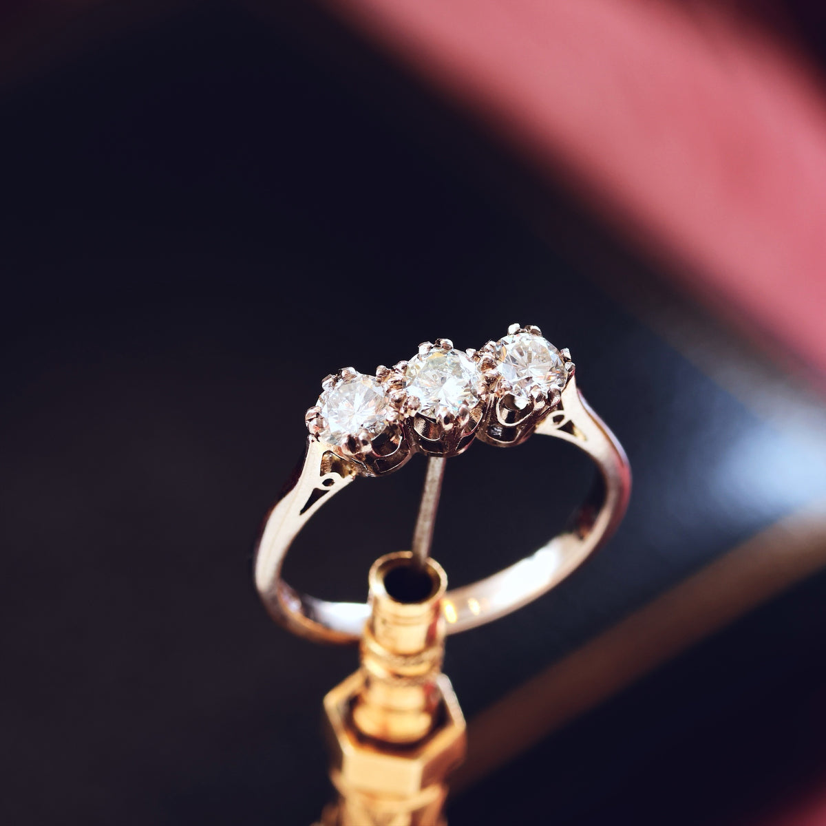 Sparkliest Vintage Diamond Trilogy Engagement Ring