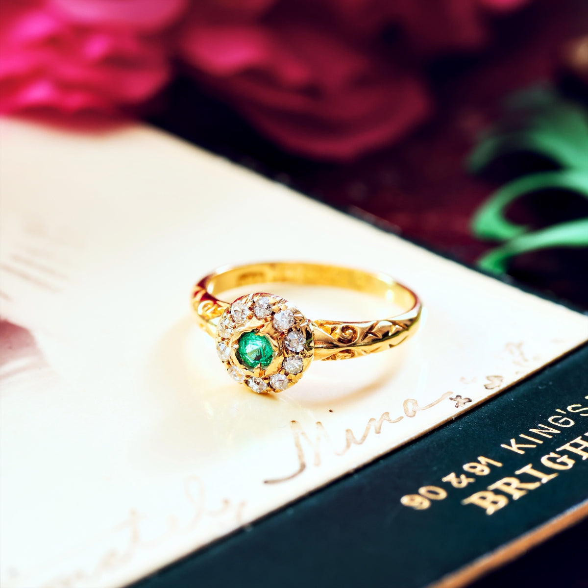 Date 1904 Emerald & Diamond Flowerette Engagement Ring