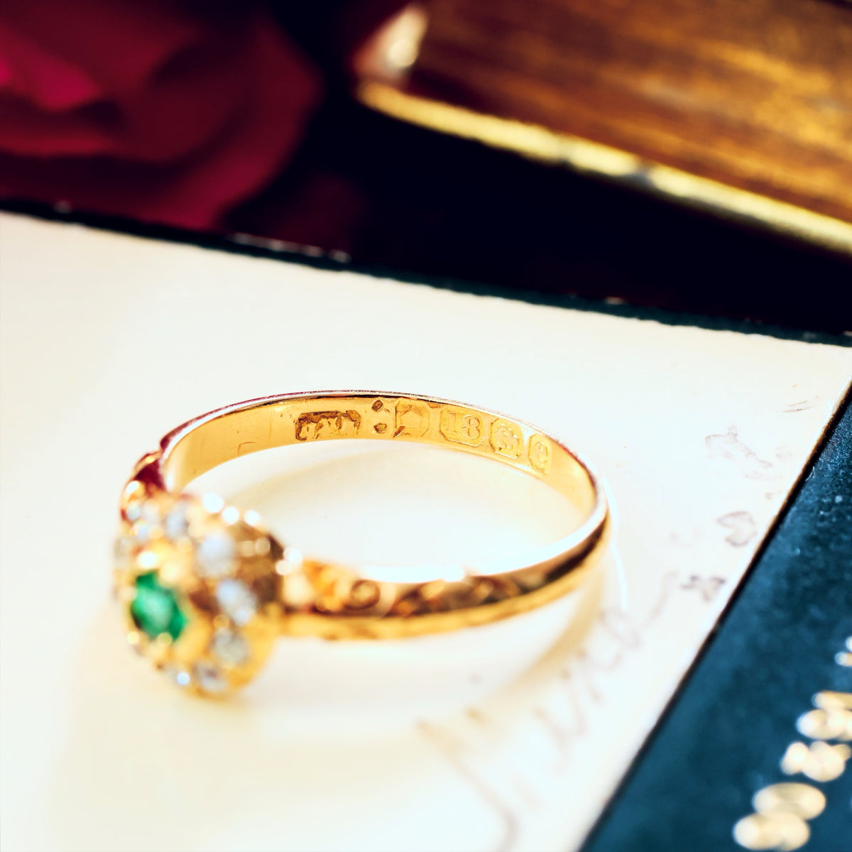 Date 1904 Emerald & Diamond Flowerette Engagement Ring