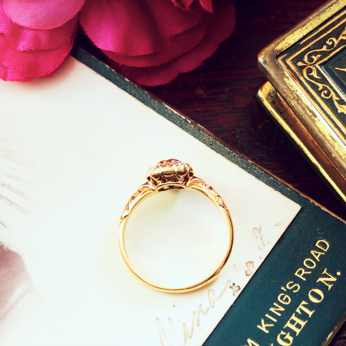 Date 1904 Emerald & Diamond Flowerette Engagement Ring