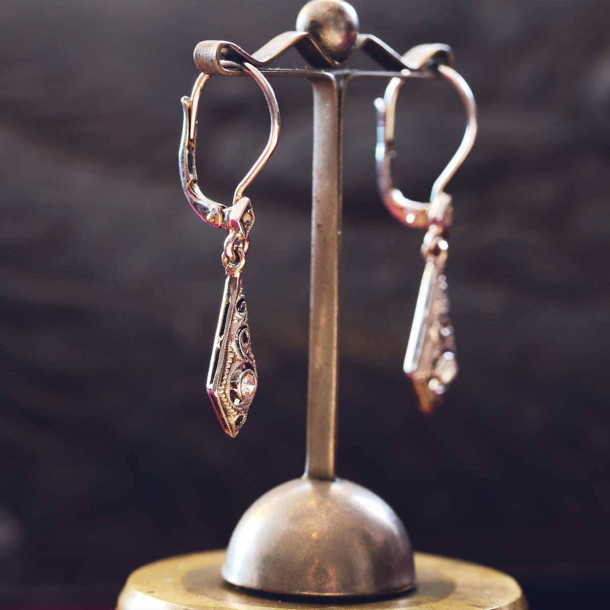Darling Vintage Filigree Diamond Earrings