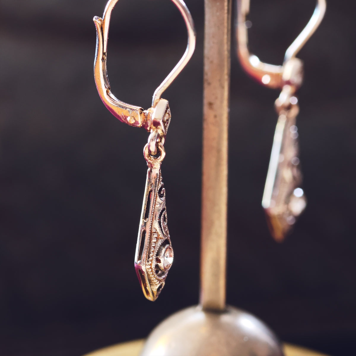 Darling Vintage Filigree Diamond Earrings
