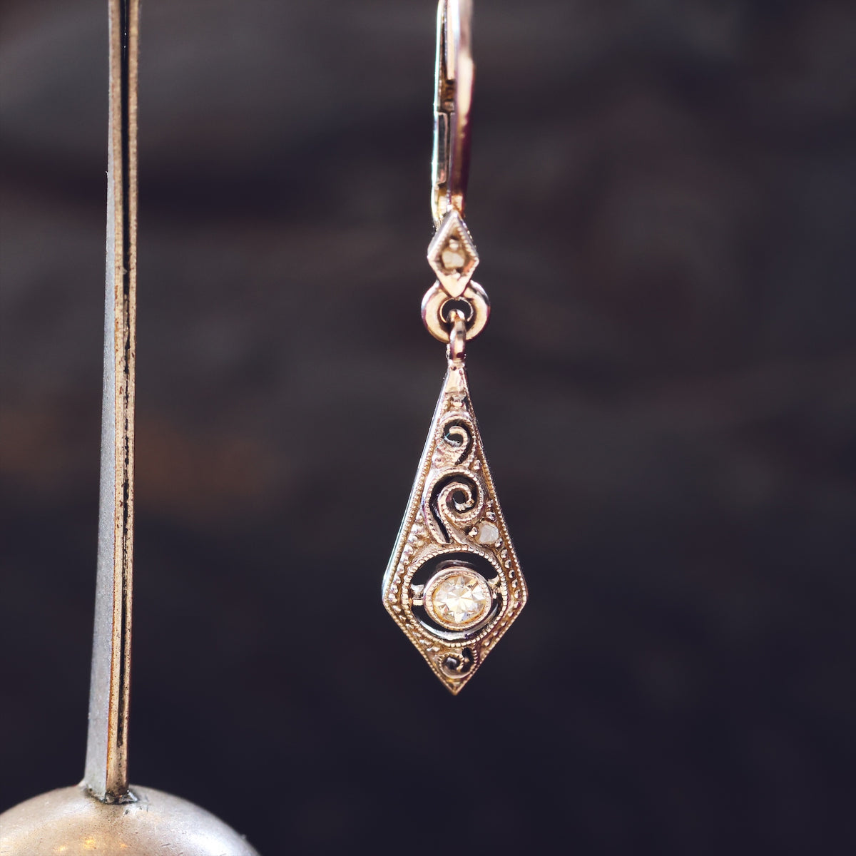 Darling Vintage Filigree Diamond Earrings
