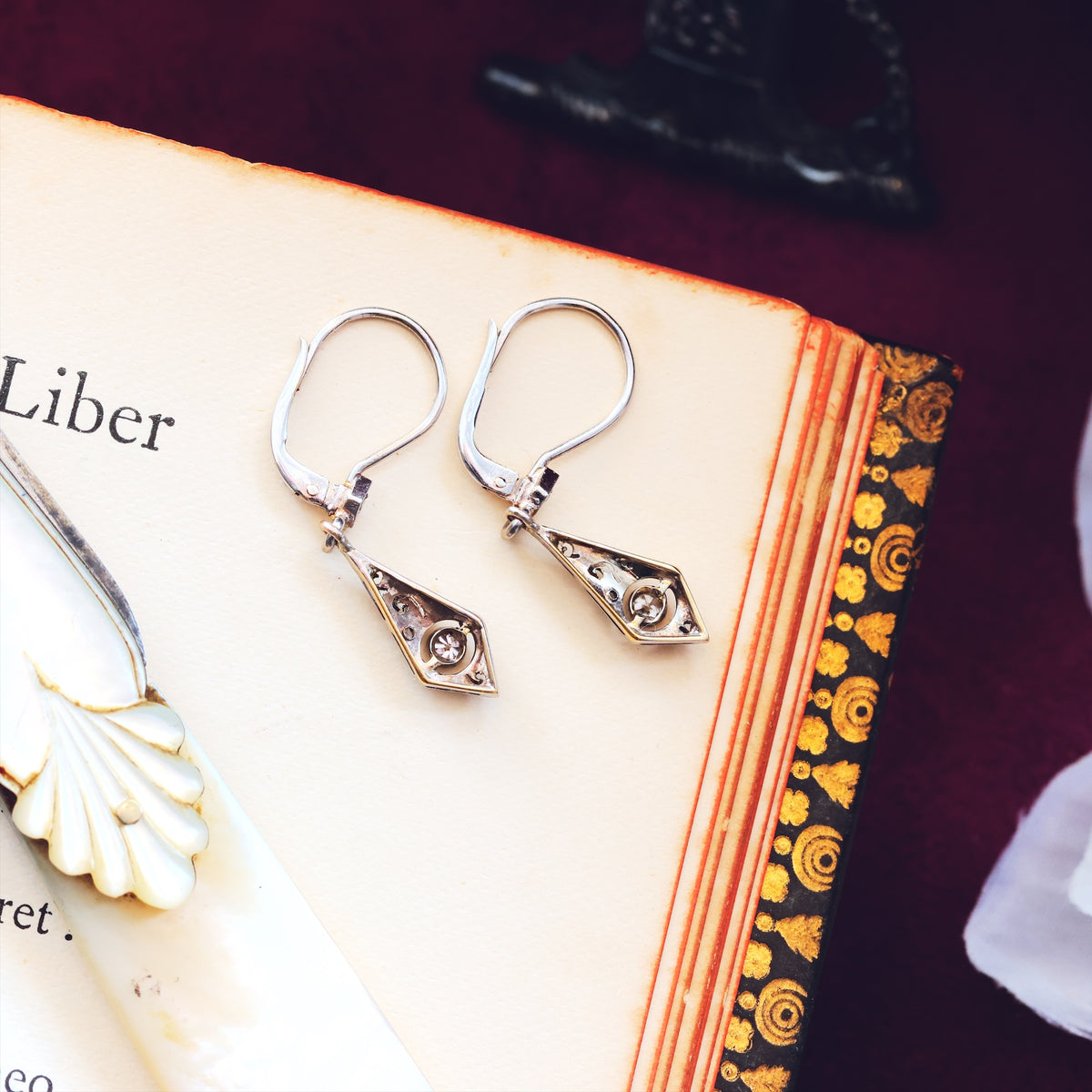 Darling Vintage Filigree Diamond Earrings