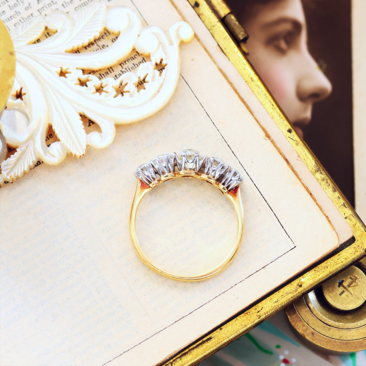 Splendid Antique Five Stone Diamond Engagement Ring