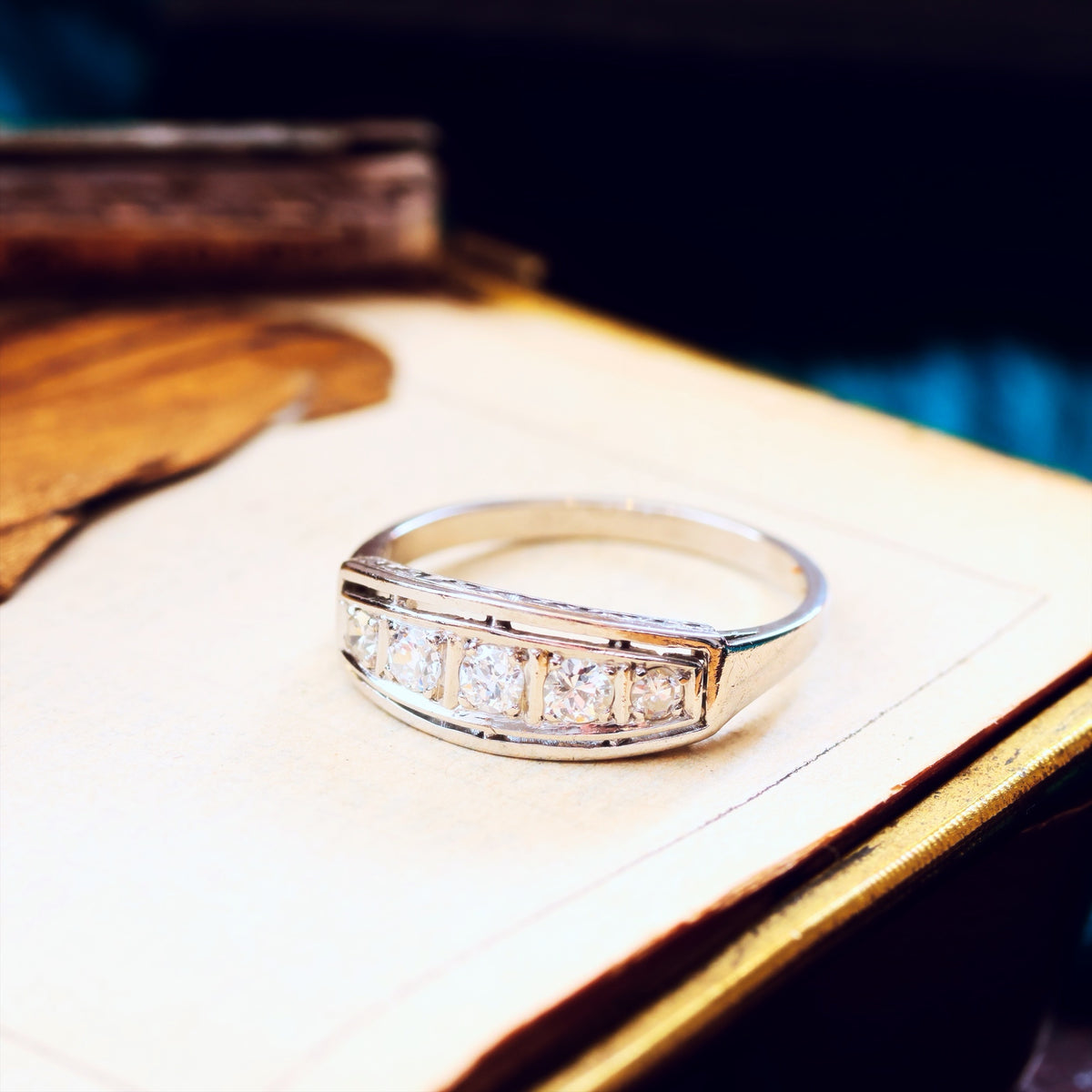 Vintage French Art Deco Platinum Diamond Ring